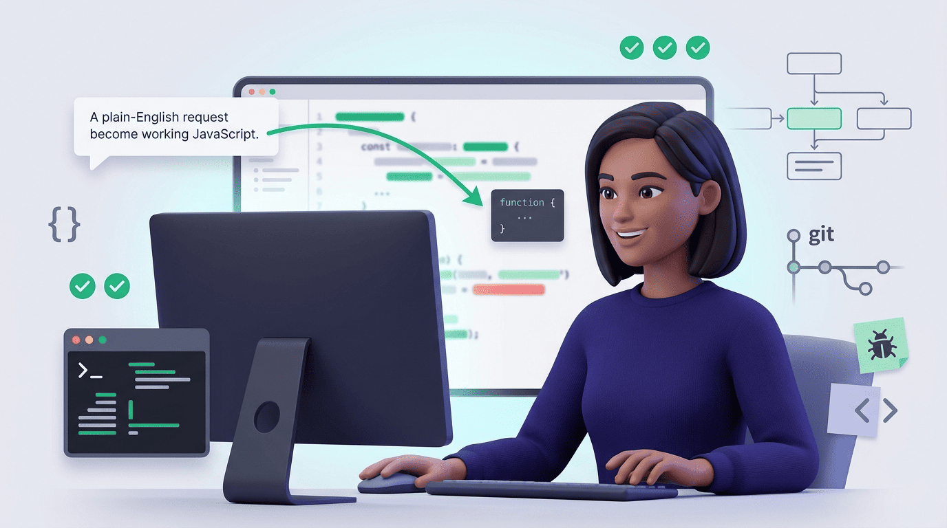 Engineer describing a request that an AI code writer turns into a JavaScript function
